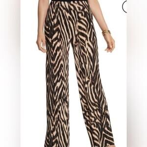 NEW Chico’s Travelers Animal Print Palazzo Pants Size 3 XL Brown Cocktail Party